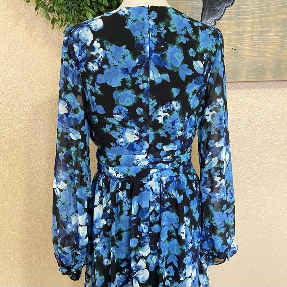 NWOT Lulus Impressive Charm Black Multi Floral Print Long Sleeve Midi Dr… - Picture 7 of 9